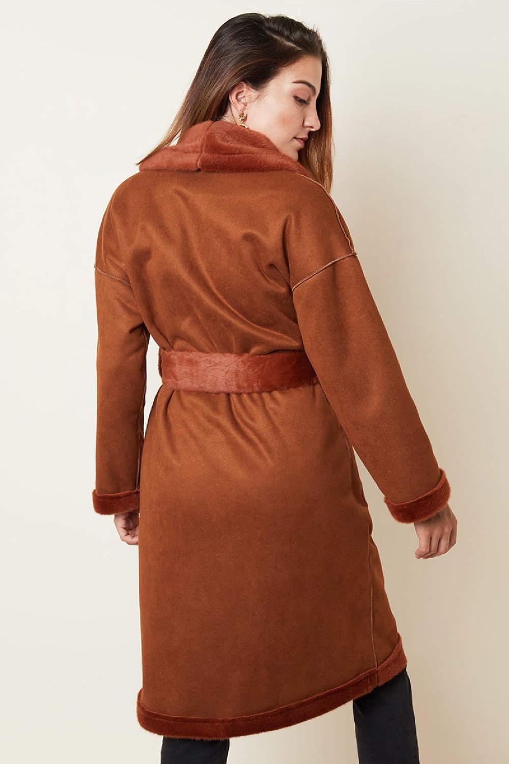 Jacket Warm And Stylish Brown Polyester S h5Picture4